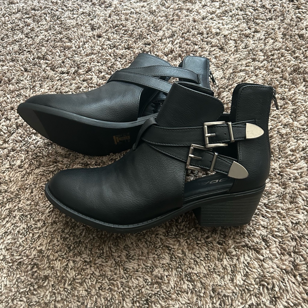 Brand New - Soda Black Faux Leather Ankle Booties With Cut-Outs